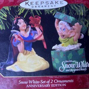 Set of 2 Hallmark Snow White and Dopey Ornaments